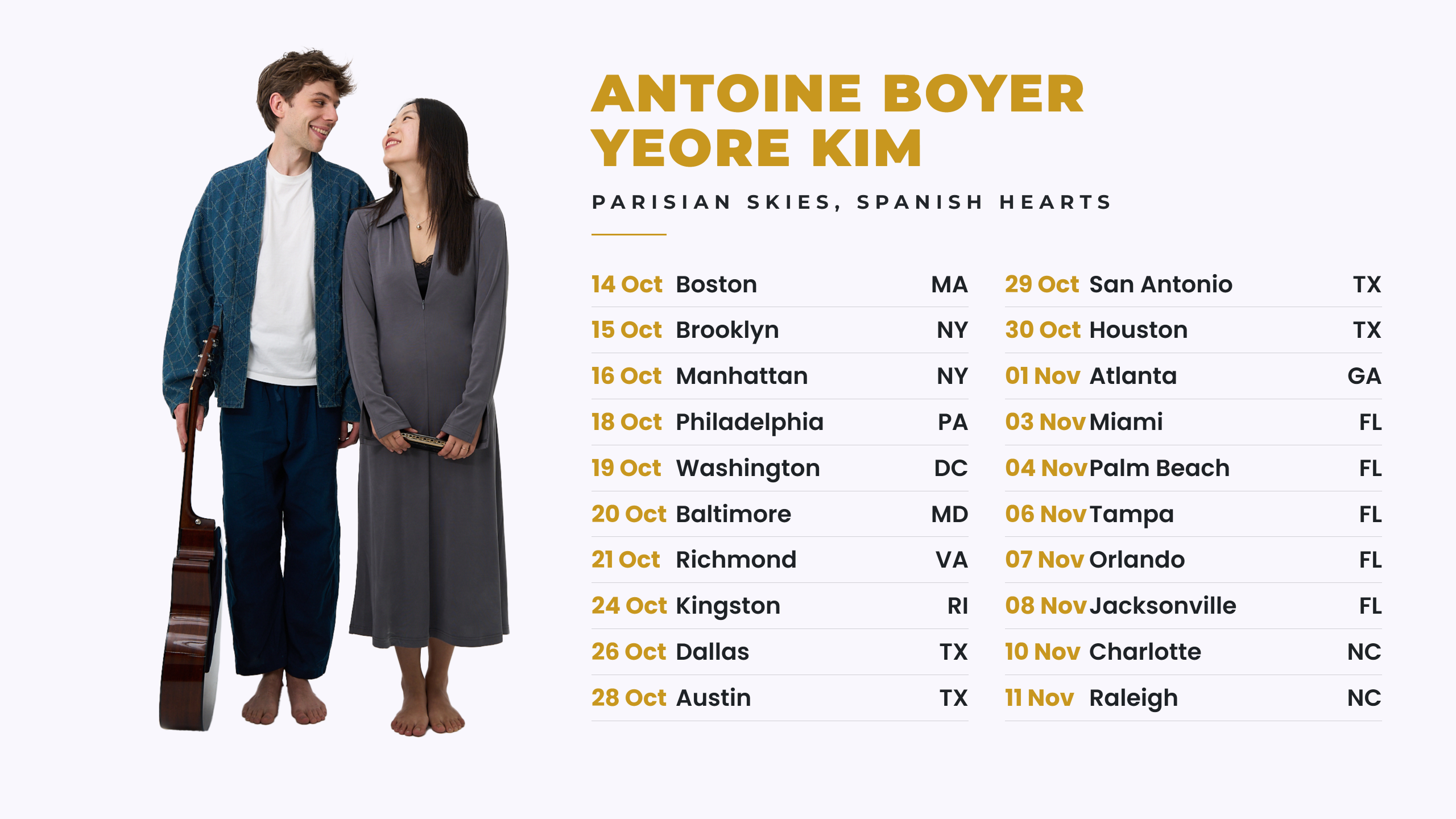 Antoine Boyer and Yeore Kim tour banner